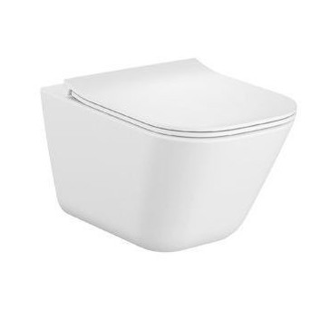 Becken abgehängt WC Roca Gap Rimless Round, 54x35,5cm, bez kołnierza, mit WC-Sitz mit Softclosing slim duroplast, weiß