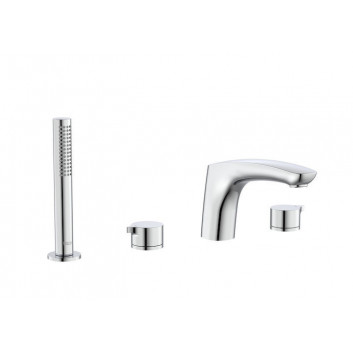 Armatur für Wanne und Dusche mit 4 Anschlüssen Roca Insignia, Auslauf 223mm, mit Brauseset, Chrom