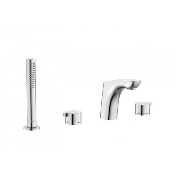 Armatur für Wanne und Dusche mit 4 Anschlüssen Roca Insignia, Auslauf 223mm, mit Brauseset, Chrom