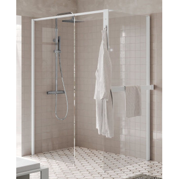 Duschwand Walk-In Novellini Kaudra HF, 154cm, mit Ablage, profil schwarz matt