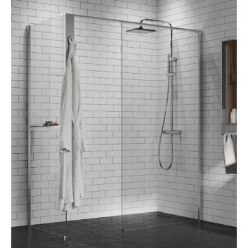 Duschkabine Walk-In Novellini Kaudra H+H Frame, 180x100cm, rechte Version, mit Halter Handtuch-, weißes Profil matt