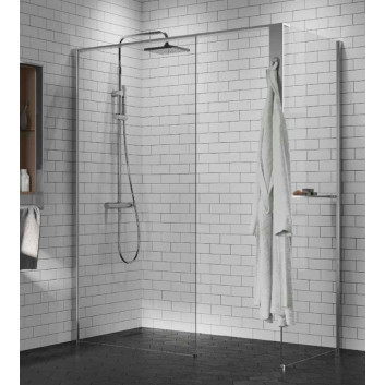 Duschkabine Walk-In Novellini Kaudra H+H Frame, 120x70cm, rechte Version, mit Ablage, weißes Profil matt