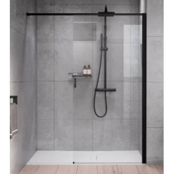 Duschkabine Walk-In Novellini Kaudra H+H Frame, 180x100cm, Version links, mit Ablage, profil schwarz matt