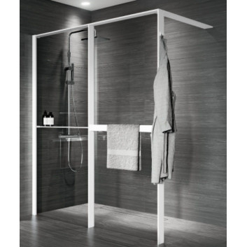 Duschwand Walk-In für die Nische Novellini Kaudra HN Frame, 180x200cm, rechte Version, weißes Profil matt