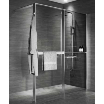 Duschwand Walk-In für die Nische Novellini Kaudra HN Frame, 180x200cm, rechte Version, weißes Profil matt