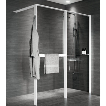 Duschwand Walk-In für die Nische Novellini Kaudra HN Frame, 180x200cm, rechte Version, weißes Profil matt