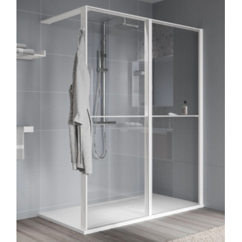 Duschwand Walk-In Novellini Kaudra HWZ2 Frame, 180x200cm, rechte Version, mit Halter Handtuch- i półką, weißes Profil matt