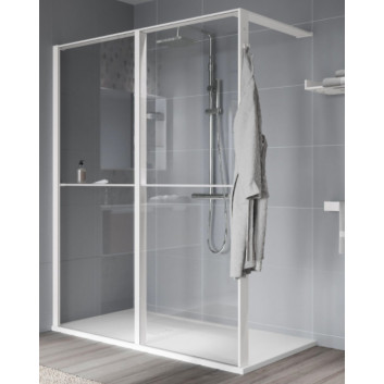 Duschwand Walk-In Novellini Kaudra HWZ2 Frame, 180x200cm, rechte Version, mit Halter Handtuch- i półką, weißes Profil matt