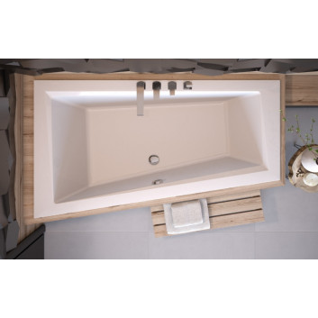 Asymmetrische badewanne Besco Avita Slim, 150x75cm, Version links, Acryl-, weiß