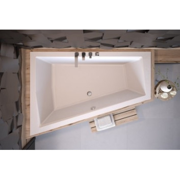 Asymmetrische badewanne Besco Intima Slim, 160x90cm, Version links, Acryl-, weiß