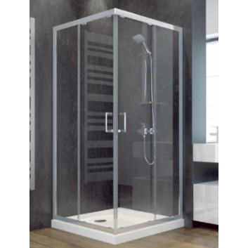 Duschkabine halbrund Besco Modern 185, 80x80cm, Glas transparent, profil Chrom