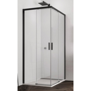 Kabine rechteckig Sanswiss TOP-LINE S TLS G+D, 100x80cm, dłuższa rechts strona, Glas transparent, profil schwarz