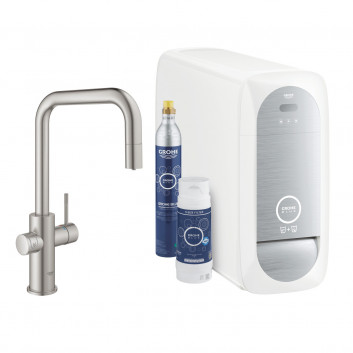 Set startowy Grohe Blue Home, jednostka chłodząca mit Armatur in Form von U, do wody gazowanej, obracana Auslauf, Chrom 