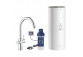 Set startowy Grohe Blue Pure mit Armatur kuchenną Eurosmart in Form von C, filtrowanie wody, obracana Auslauf, Chrom