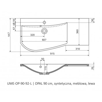 Waschtisch mit unterschrank Oristo Annabelle, 100x40cm, z Überlauf, konglomeratowa, weiß