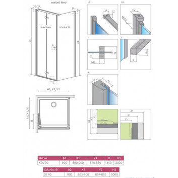 Tür Radaway Essenza New KDJ+S 100 cm, PRAWE, Chrom, transparentes Glas EasyClean