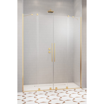 Tür Schiebe- für die Nische Radaway Furo Gold DWJ, rechts, mit Wand, 160x200cm, Glas transparent, profil golden