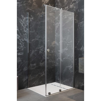Front Kabine Radaway Furo Black KDJ 90, Version links, mit Wand, 90x200cm, Tür Schiebe-, Glas transparent, profil schwarz