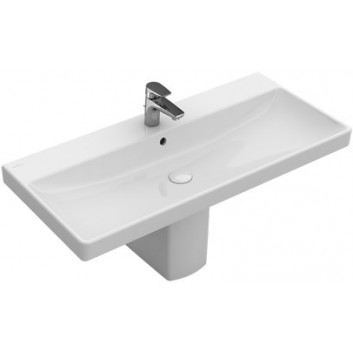 Waschtisch mit unterschrank Villeroy&Boch Avento, 100x47cm, Überlauf, Hahnloch, CeramicPlus, Stone White