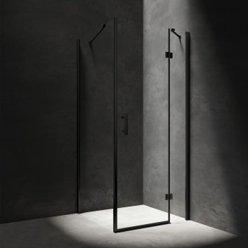 Quadratisch Duschkabine Omnires Manhattan, 80x80cm, Tür Kipp-, Glas transparent, profil schwarz matt