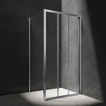 Quadratisch Duschkabine Omnires Bronx, 90x90cm, Tür Schiebe-, Glas transparent, profil Chrom