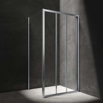Quadratisch Duschkabine Omnires Bronx, 80x80cm, Tür Schiebe-, Glas transparent, profil Chrom