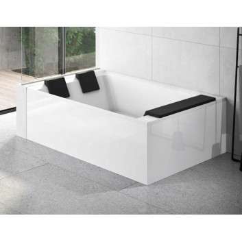 Eck-badewanne mit Hydromassage Novellini Divina Dual Natural Air, 190x140cm, montaż prawy, mit Gestell, system przelewowy, ohne Verkleidung, weiß Glanz