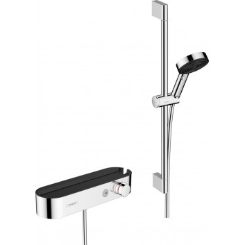Duschsystem Hansgrohe Pulsify Select 105 3jet Relexation, Handbrause mit Schlauch, drążkiem i baterią termostatyczną, Chrom