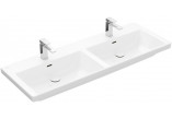 Waschtisch mit unterschrank doppelt Villeroy & Boch Subway 3.0, 130x47cm, z Überlauf, 2 otwory na armaturę, Weiss Alpin CeramicPlus