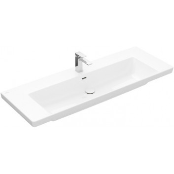 Waschtisch mit unterschrank Villeroy & Boch Subway 3.0, 130x47cm, z Überlauf, 2 otwory na armaturę, Weiss Alpin