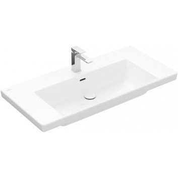 Waschtisch mit unterschrank Villeroy & Boch Subway 3.0, 130x47cm, z Überlauf, otwór na armaturę, Weiss Alpin