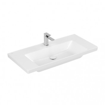 Waschtisch mit unterschrank Villeroy & Boch Subway 3.0, 130x47cm, z Überlauf, otwór na armaturę, Weiss Alpin