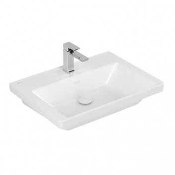 Waschtisch mit unterschrank Villeroy & Boch Subway 3.0, 80x47cm, z Überlauf, otwór na armaturę, Weiss Alpin