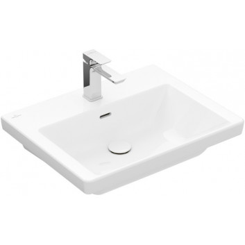 Waschtisch mit unterschrank Villeroy & Boch Subway 3.0, 65x47cm, z Überlauf, otwór na armaturę, Weiss Alpin