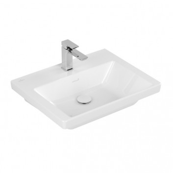 Waschtisch mit unterschrank Villeroy & Boch Subway 3.0, 65x47cm, z Überlauf, otwór na armaturę, Weiss Alpin