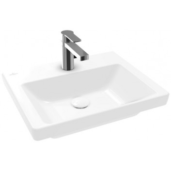 Wandwaschtisch Villeroy & Boch Subway 3.0, 55x44cm, z Überlauf, otwór na armaturę, Weiss Alpin