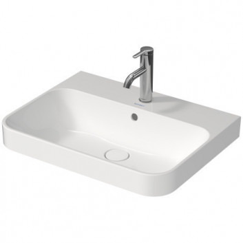 Aufsatzwaschtisch Duravit Happy D.2, 50x40xm, Überlauf, 1 Hahnloch, zawór Push-Open, weiß