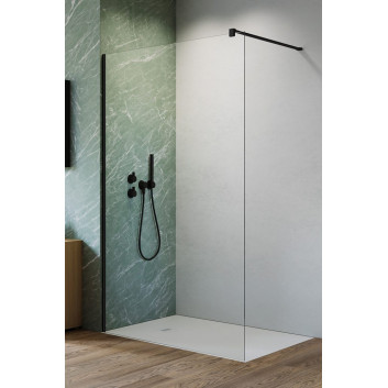 Tür Schiebe- walk-in Radaway Furo Black, rechts, mit Wand, 90x200cm, Glas transparent, profil schwarz