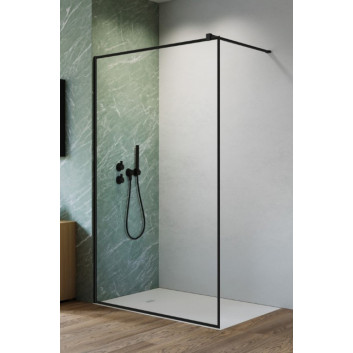 Tür Schiebe- walk-in Radaway Furo Black, rechts, mit Wand, 90x200cm, Glas transparent, profil schwarz