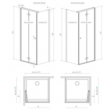 Seitenwand S1 70 rechts Radaway Idea Black KDJ+S, przejrzysta, 700x2000mm, profil schwarz