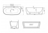 Badewanne freistehend zur Wandmontage Polimat Risa, 170x80cm, Acryl-, weiß