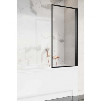 Parawan nawannowy Radaway Nes 8 Black PND I, lewy, składany, Glas transparent, 140x150cm, schwarz profil