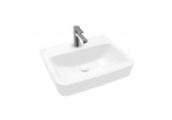 Aufsatzwaschtisch Villeroy & Boch O.novo, 55x46cm, z Überlauf, Hahnloch, Weiss Alpin