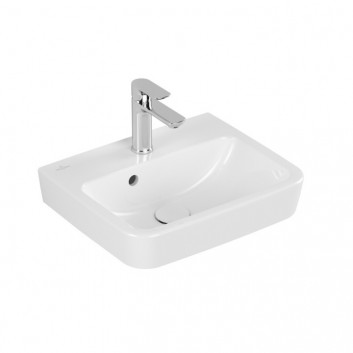 Wandwaschtisch Villeroy & Boch O.novo, 50x37cm, z Überlauf, Hahnloch, Weiss Alpin