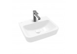 Wandwaschtisch Villeroy & Boch O.novo, 45x37cm, z Überlauf, Hahnloch, Weiss Alpin
