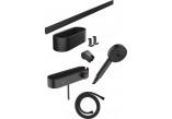 Dusch-set Hansgrohe WallStoris, Aufputz-, Armattur thermostatisch, 1 wyjście wody, mit Korb, wieszakiem i suwakiem, schwarz matt