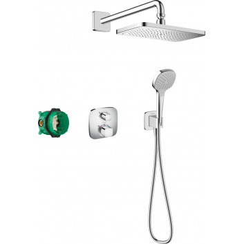 Duschsystem Hansgrohe Raindance E 300 1jet ShowerSelect Square, Unterputz, Armatur thermostatisch, Kopfbrause 30x30cm, Handbrause 3-Funktions, Chrom