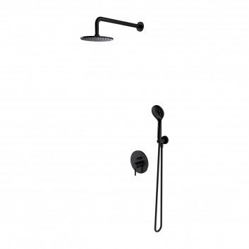 Thermostatisch Dusch-Set Omnires Y, Unterputz, 2 wyjścia wody, Kopfbrause 25cm, Handbrause 5-funkcyjna, schwarz matt