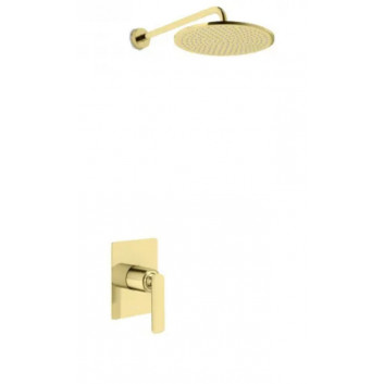 Unterputz Dusch-Set Kohlman Experience Gold, mit Kopfbrause okrągłą 25cm i Handbrause 1-funkcyjną, golden Glanz