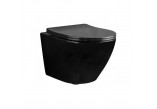 Wand-wc WC Rea Carlo Mini Rimless Duroplast/Flat, 49x37cm, bez kołnierza, WC-Sitz mit Softclosing, schwarz